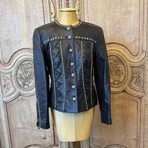 Double D Ranch Black Studded Leather Women's Jacket
